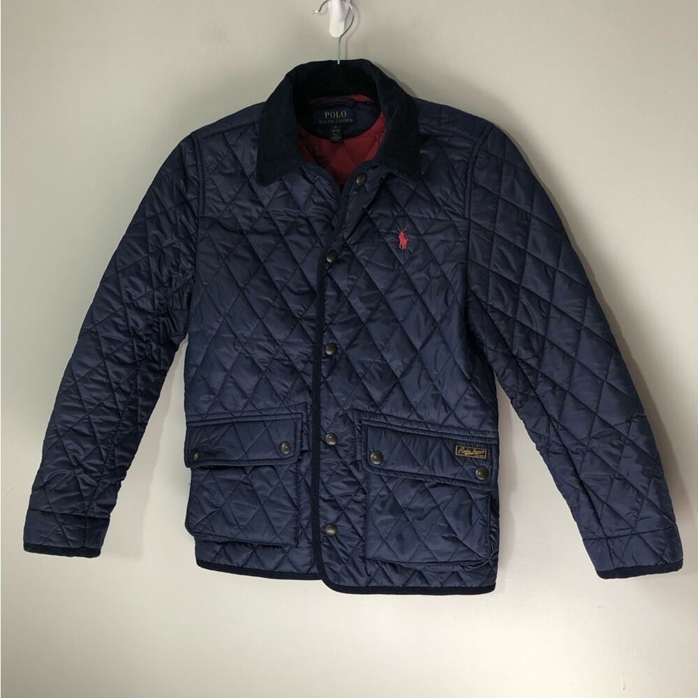 Polo Ralph Lauren kids(10-12) navy blue quilted barn jacket corduroy collar trim
